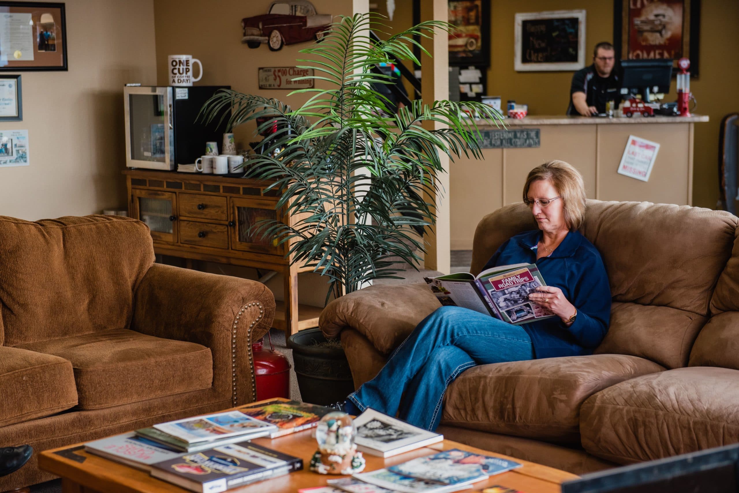 Photo of Female Customer in McCormick Automotive Center Waiting Room in Fort Collins, Colorado